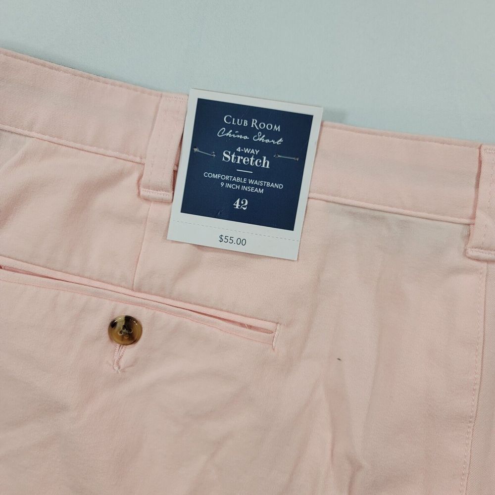 Club Room Chino Shorts Mens 42 Regular-Fit 9" 4-Way Stretch‎ Pink NEW $55 - Picture 4 of 4